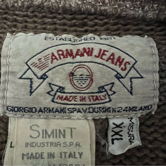 Vintage Giorgio Armani Jeans Brown Crewneck Sweater Men’s XXL Made in Italy - Picture 5 of 7